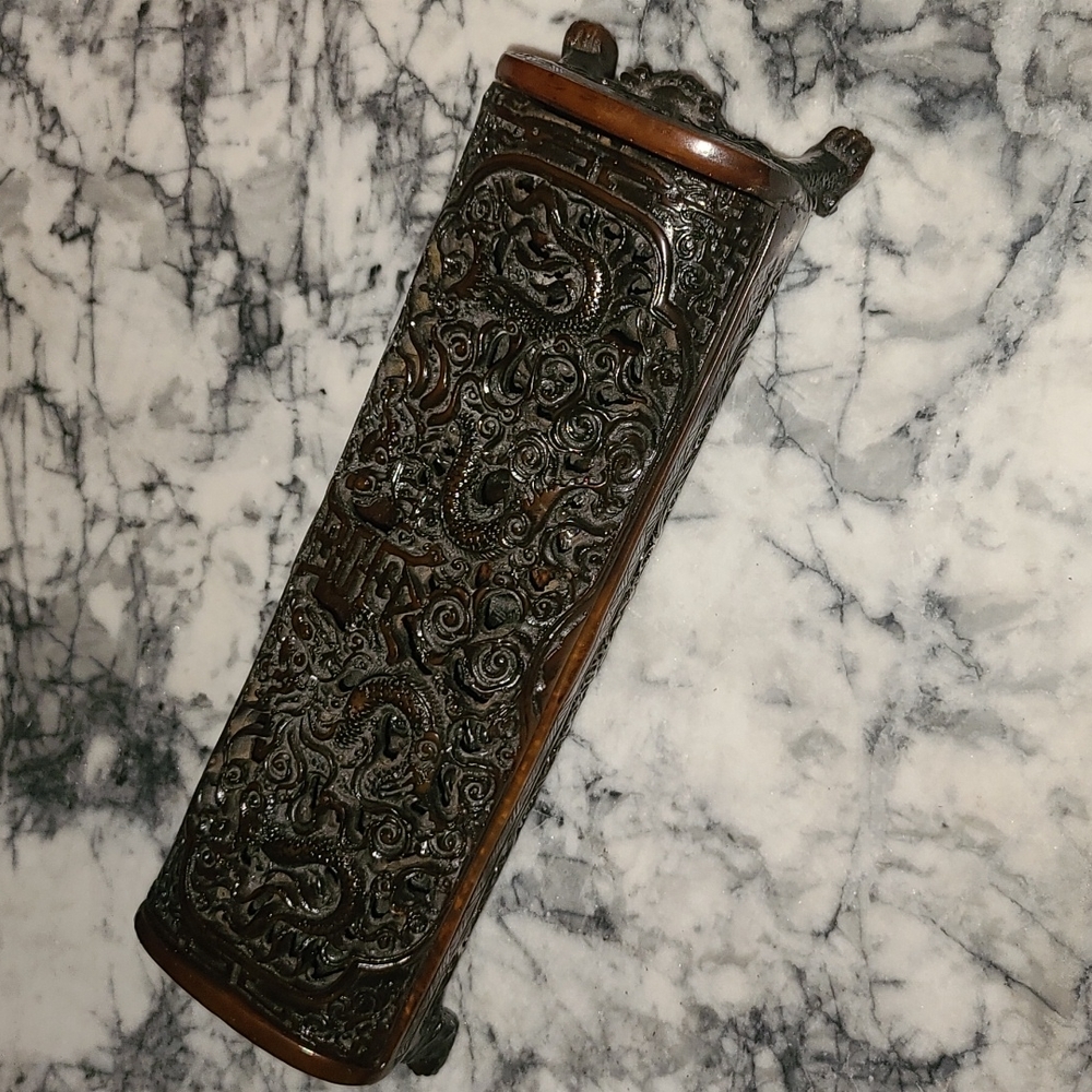 Mid 20th Century Chinese Dragon Motif Footed Box